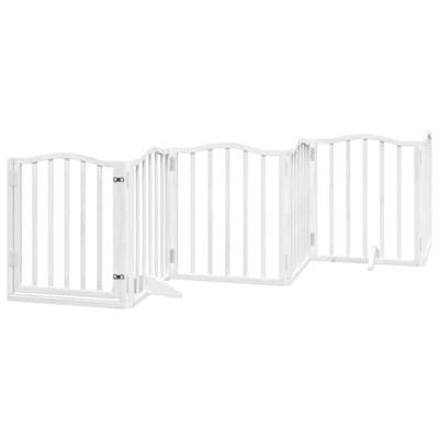 Hondenhek inklapbaar met deur 15 panelen 750cm populierhout wit