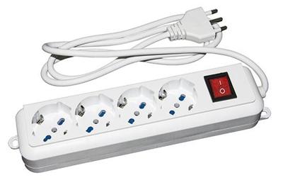 Link lkmp04 meervoudige stekkerdoos 4 universele stopcontacten ITA/Schuko 10/16 A stekker 16 A met schakelaar