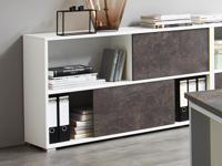 Boekenkast met schuifdeuren ALTO 2 vakken wit/beton - thumbnail