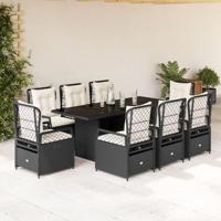9-delige Tuinset poly rattan zwart - thumbnail