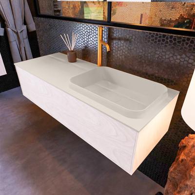 Badkamermeubelset Mondiaz Erin 120 cm met 1 Lade met RIDGE Wastafel Rechts Linen met 1 kraangat Greeploos Mat Underlayment Badkamermeubelset Mondiaz Erin 120 cm met 1 Lade met RIDGE Wastafel Rechts Linen met 1 kraangat Greeploos Mat Underlayment