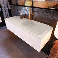 Badkamermeubelset Mondiaz Erin 120 cm met 1 Lade met RIDGE Wastafel Rechts Linen met 1 kraangat Greeploos Mat Underlayment - thumbnail
