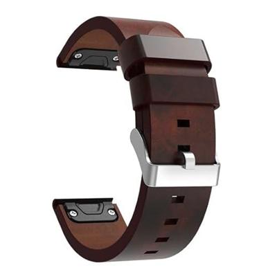 By Qubix - Leren bandje - Bruin - Compatible met Garmin Fenix 8-51mm - Compatible Garmin bandje