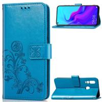 Lucky Clover Pressed Flowers Patroon Lederen Case voor Huawei Nova 4 met houder & Kaart Slots & Portemonnee & Handriem (Blauw) - thumbnail