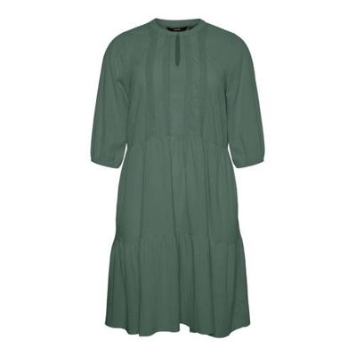 VERO MODA CURVE A-lijn jurk VMMANA van biologisch katoen donkergroen VERO MODA CURVE A-lijn jurk VMMANA van biologisch katoen donkergroen