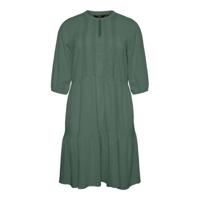 VERO MODA CURVE A-lijn jurk VMMANA van biologisch katoen donkergroen - thumbnail