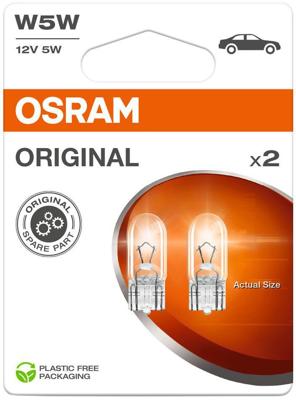 OSRAM Glasfitting gloeilamp 12 v, 5 w glass cell. 12v5w 2st.sb socket w2.1x9.5d