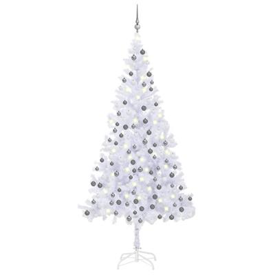 VidaXL Kunstkerstboom met verlichting en kerstballen l 240 cm wit
