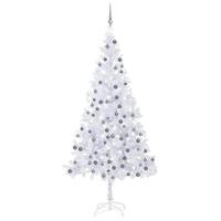 VidaXL Kunstkerstboom met verlichting en kerstballen l 240 cm wit - thumbnail