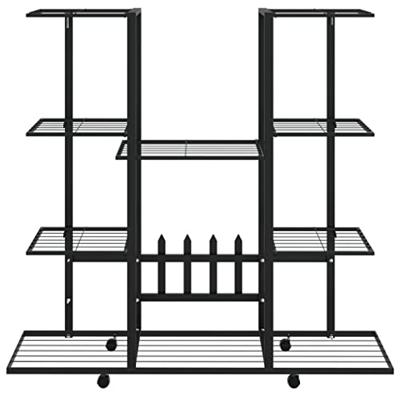 VidaXL Bloemenstandaard met wielen 94,5x24,5x91,5 cm ijzer zwart