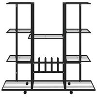 VidaXL Bloemenstandaard met wielen 94,5x24,5x91,5 cm ijzer zwart - thumbnail