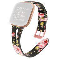 Fitbit Versa 1 / 2 & Lite bandje TPU leer - Bloemenprint - thumbnail