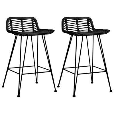 VidaXL Barstoelen 2 st rattan zwart VidaXL Barstoelen 2 st rattan zwart
