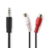 Stereo-Audiokabel | 3,5 mm Male - 2x RCA Female | 0,2 m | Zwart - thumbnail
