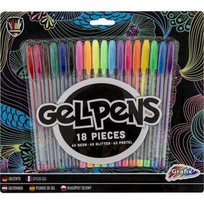 Grafix Gelpennenset neon glitter pastel, 18dlg.