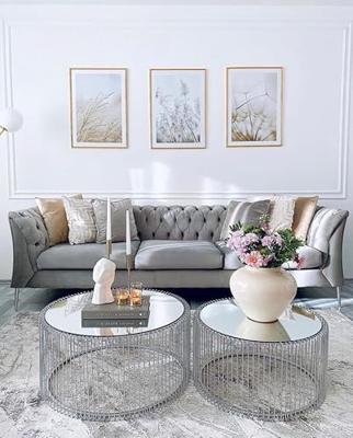 Kare Design Wire Salontafel - Set Van 2 - Zilver Met Glas