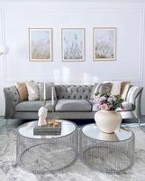 Kare Design Wire Salontafel - Set Van 2 - Zilver Met Glas - thumbnail