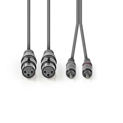 Nedis COTH15230GY30 Xlr-audiokabel 2x Xlr 3-pins Female - 2x Rca Male 3,0 M Grijs