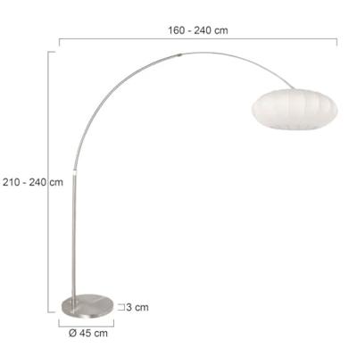 Steinhauer BooglampSparkled Light metaal met witte kap - 3806ST