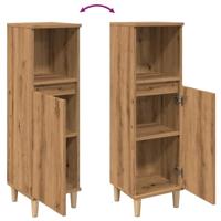 Badkamerkast 30x30x100 cm bewerkt hout artisanaal eikenkleurig - thumbnail