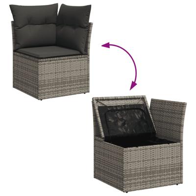 4-delige Loungeset met kussens poly rattan grijs - thumbnail