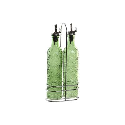 Olie en azijnset Home ESPRIT Groen Metaal Aluminium Kristal ABS Modern 500 ml 14 X 7,4 X 32 CM