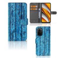 Poco F3 | Xiaomi Mi 11i Book Style Case Wood Blue - thumbnail