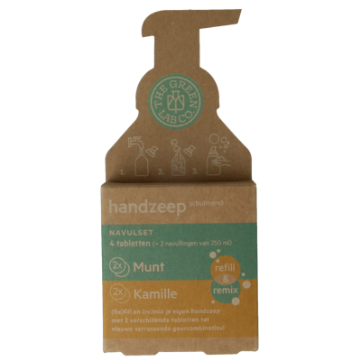 The Green Lab Co Handzeep navulset munt & kamille 4 Stuks The Green Lab Co Handzeep navulset munt & kamille 4 Stuks