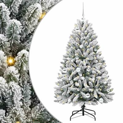 Kunstkerstboom met 150 LED Groen en Wit 150 cm PVC en Metaal
