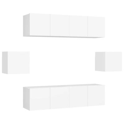 6-delige Tv-meubelset bewerkt hout wit