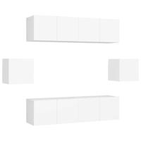 6-delige Tv-meubelset bewerkt hout wit - thumbnail