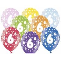 24x Stuks verjaardag Ballonnen 6 jaar met sterretjes 30 cm - Ballonnen - thumbnail