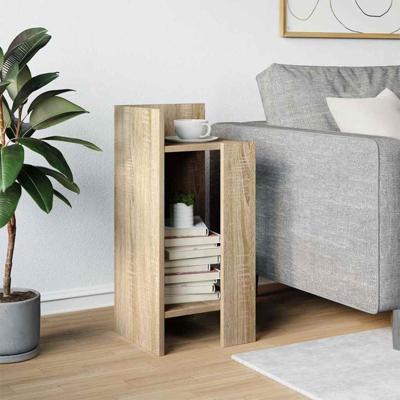 Bijzettafels 2 st met plank 25,5x27x60 cm sonoma eikenkleurig - thumbnail