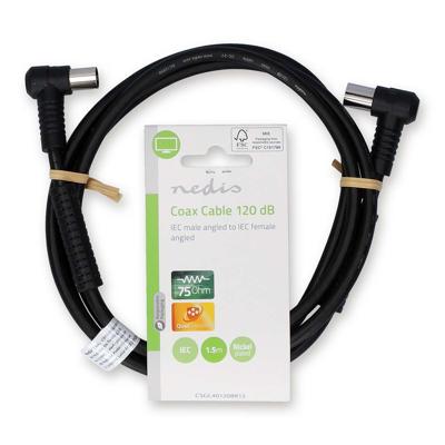 Nedis Coaxkabel | IEC (Coax) Male | IEC (Coax) Female | Vernikkeld | 120 dB | 75 Ohm | Viervoudig Afgeschermd | 1.50 m | Rond | PVC | Wit | Label -