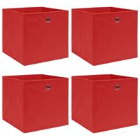 VidaXL Opbergboxen 4 st 32x32x32 cm stof rood - thumbnail