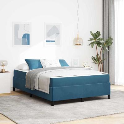 Bedframe met matras Donkerblauw en wit 140 x 190 cm Fluweel