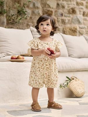 Romper van katoenen gaas voor baby's ecru