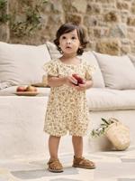 Romper van katoenen gaas voor baby's ecru - thumbnail