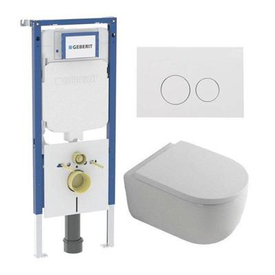 QeramiQ Dely Swirl Toiletset - 36.3x51.7cm - Geberit UP720 Duofix Sigma inbouwreservoir - 35mm zitting - glans witte bedieningsplaat - ronde knoppen - wit glans SW1237202/SW706186/SW1000767/SW1026256 QeramiQ Dely Swirl Toiletset - 36.3x51.7cm - Geberit UP720 Duofix Sigma inbouwreservoir - 35mm zitting - glans witte bedieningsplaat - ronde knoppen - wit glans SW1237202/SW706186/SW1000767/SW1026256