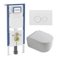 QeramiQ Dely Swirl Toiletset - 36.3x51.7cm - Geberit UP720 Duofix Sigma inbouwreservoir - 35mm zitting - glans witte bedieningsplaat - ronde knoppen - wit glans SW1237202/SW706186/SW1000767/SW1026256 - thumbnail