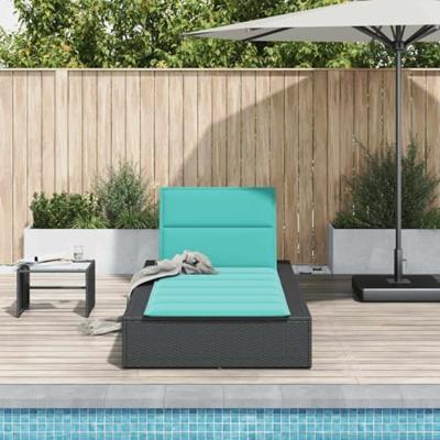 Ligbed met zwevend kussen poly rattan zwart
