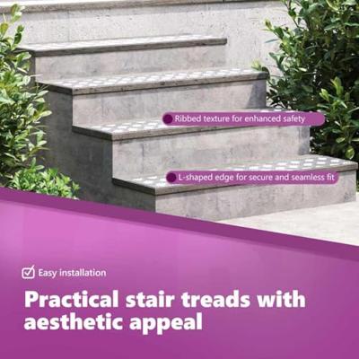 VidaXL Trap tread rechthoekig 4 pcs zilver 100 x 20 cm aluminium