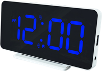 Slim-line Digitale Wekker - Dual Alarmklok - Groot Blauw Display - USB Poort (HCG021) - thumbnail