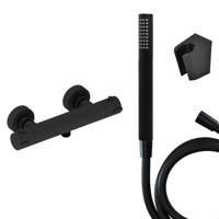 Adema Calypte thermostatische douchekraan met staafhanddouche zwart mat sw110885/sw158727/sw377839/ - thumbnail