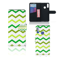 Motorola Moto E6 Plus Telefoon Hoesje Zigzag Groen - thumbnail