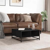 Salontafel 60,5x60,5x30 cm bewerkt hout en metaal zwart - thumbnail