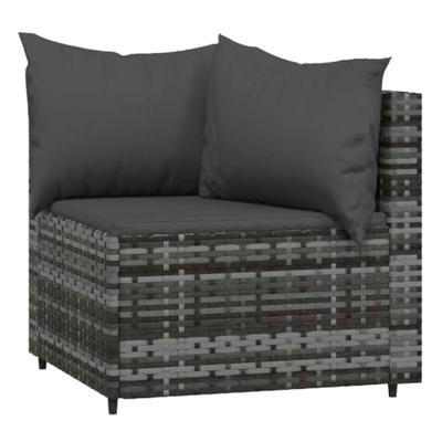3-delige Loungeset met kussens poly rattan grijs 3-delige Loungeset met kussens poly rattan grijs