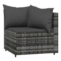 3-delige Loungeset met kussens poly rattan grijs - thumbnail