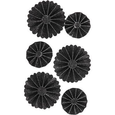 Vivi Gade Rosettes, d 35+50 mm, zwart glitter, 6 stuk/ 1 doos