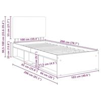 Bedframe Bruin Eiken 100 x 200 cm Massief grenenhout - thumbnail